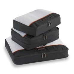 Briggs & Riley 3 Pack Zippered Packing Cubes/Luggage Organizers For Travel, Black, Large