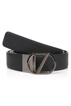 ERMENEGILDO ZEGNA Z Men's Pebbled Leather Reversible Belt
