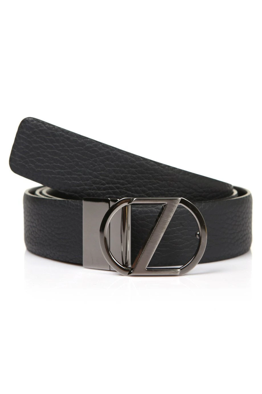 ERMENEGILDO ZEGNA Z Men's Pebbled Leather Reversible Belt 1 ERMENEGILDO ZEGNA Z Men's Pebbled Leather Reversible Belt