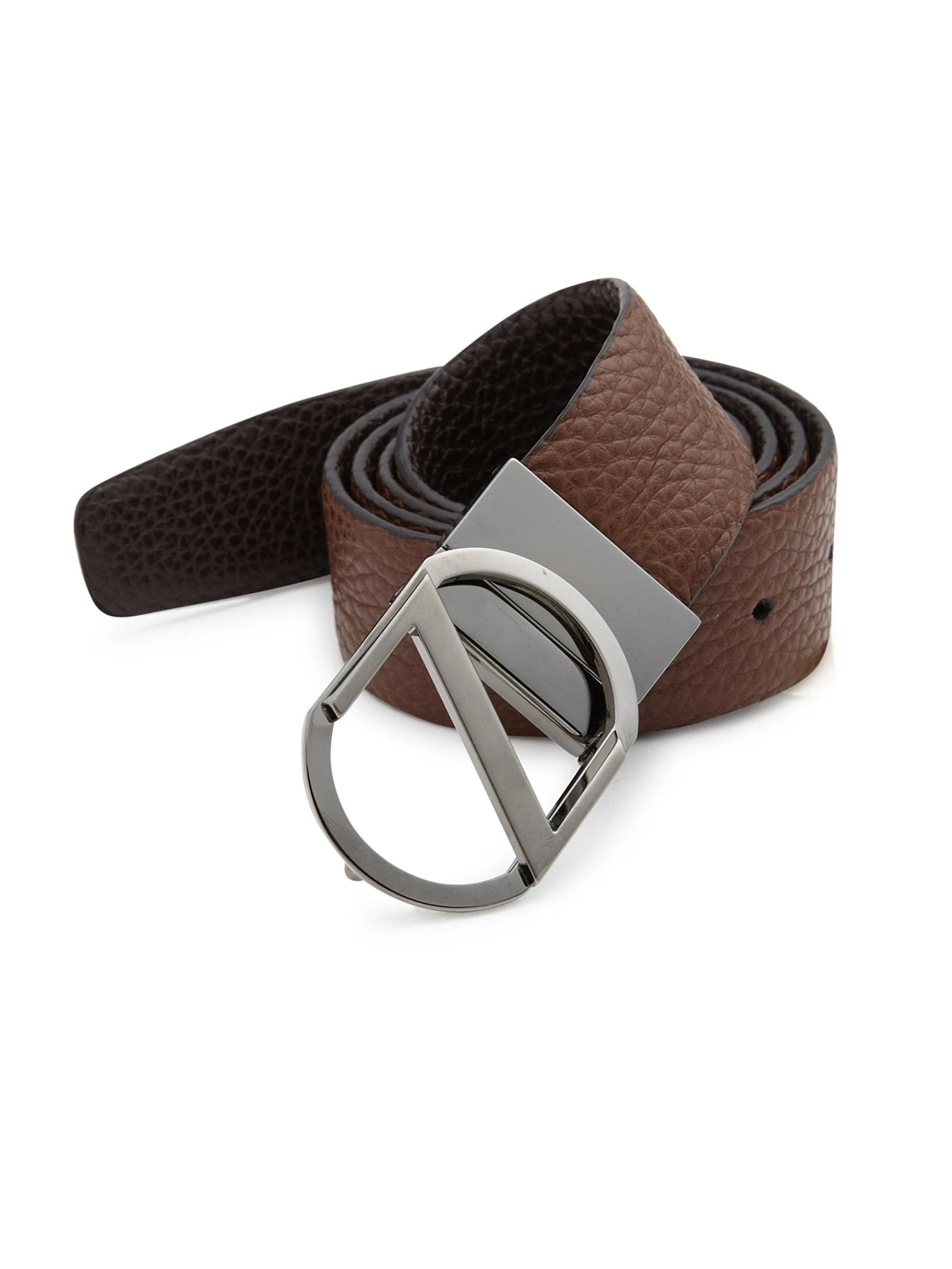 ERMENEGILDO ZEGNA Z Men's Pebbled Leather Reversible Belt 6 ERMENEGILDO ZEGNA Z Men's Pebbled Leather Reversible Belt - Image 6