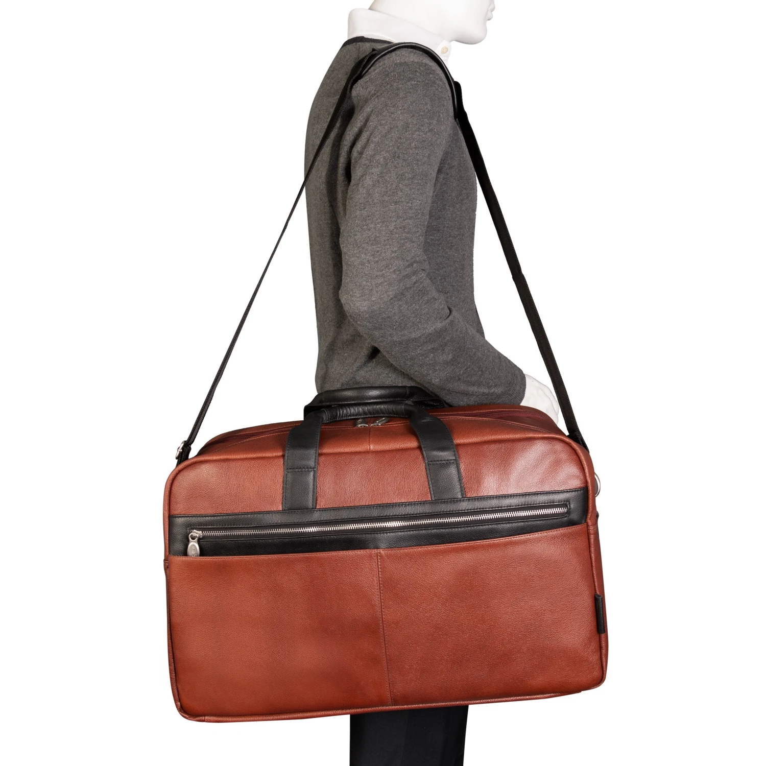 Wellington 21" Leather Two-Tone Dual-Compartment Laptop & Tablet Carry-All Duffel 7 Wellington 21" Leather Two-Tone Dual-Compartment Laptop & Tablet Carry-All Duffel - Image 7