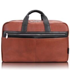 Wellington 21" Leather Two-Tone Dual-Compartment Laptop & Tablet Carry-All Duffel