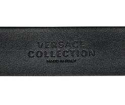 Versace Collection Men's Grained Leather Silver Medusa Logo Belt -Selected Fashion Bags Store 837f90cf981ac003582a28f0e119c2d1cee526cac7c803ac261eafaac06ab4d2