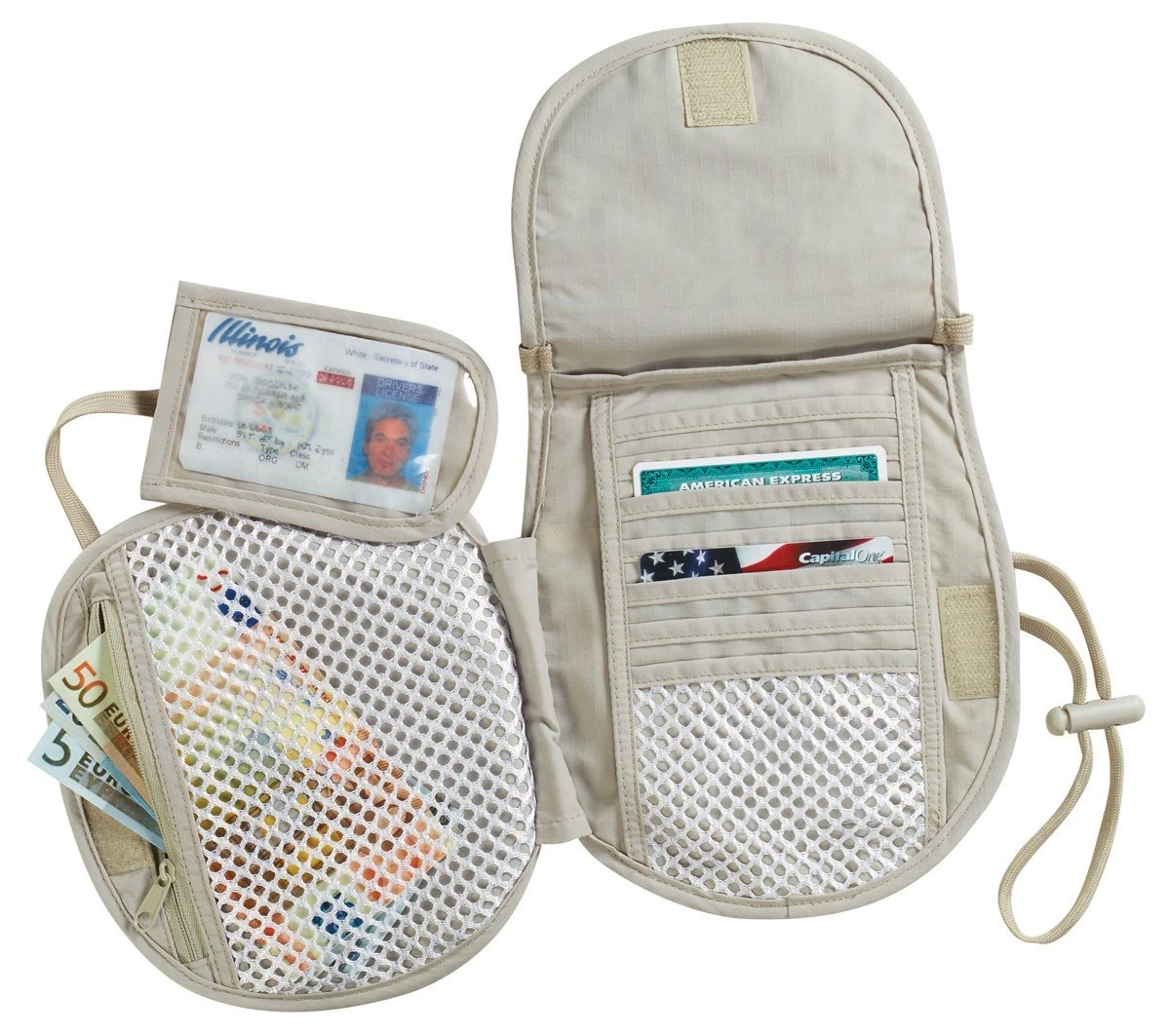 Lewis & Clark RFIDsafe Security Sidecar Neck Stash Pouch Tan 2 Lewis & Clark RFIDsafe Security Sidecar Neck Stash Pouch Tan - Image 2