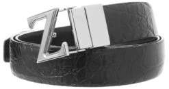 ERMENEGILDO ZEGNA Z-By Men's Reversible Crocidile And Cowhide Leather Belt