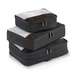 Briggs & Riley 3 Pack Zippered Packing Cubes/Luggage Organizers For Travel, Black, Small