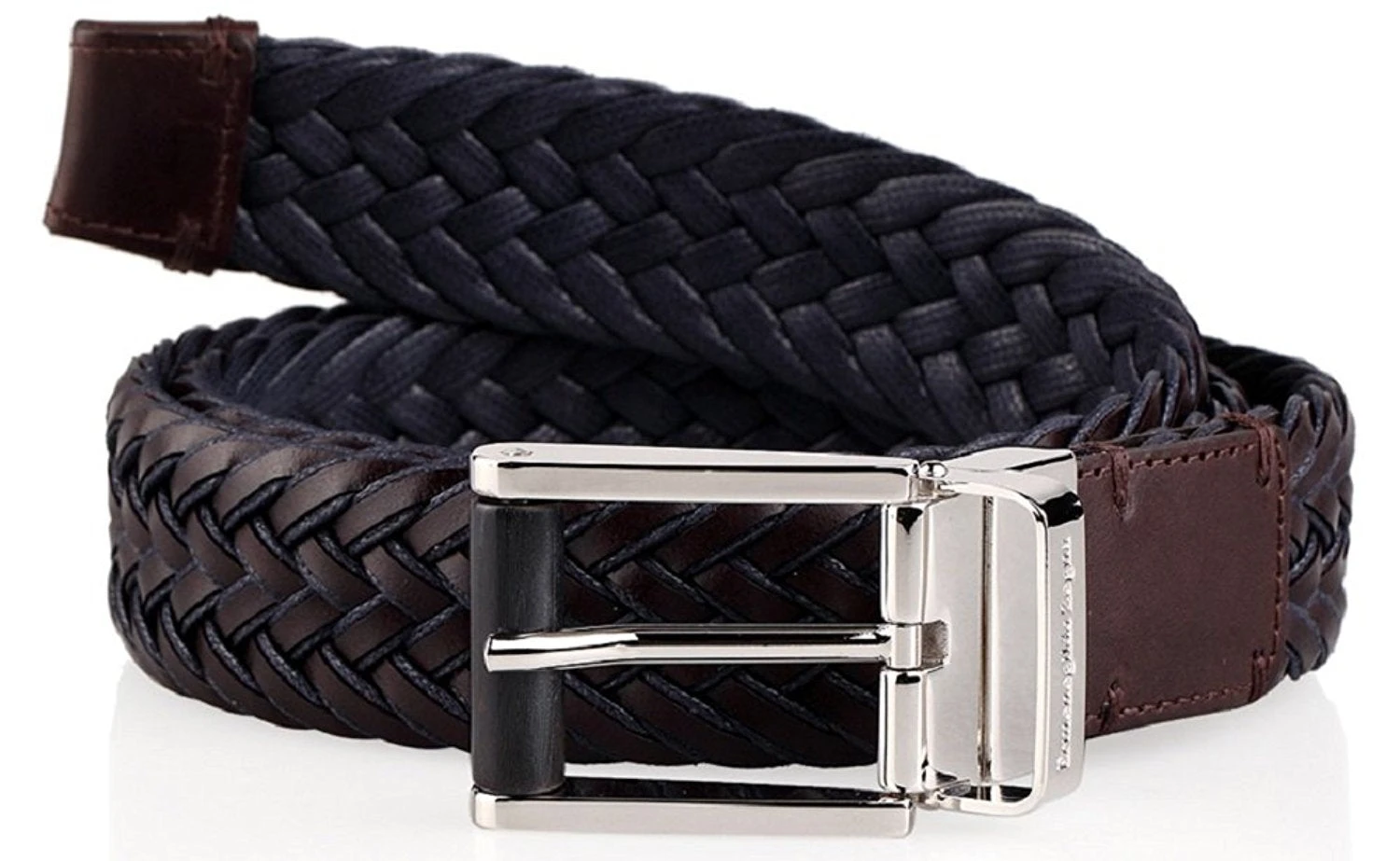 ERMENEGILDO ZEGNA Men's Braided Leather And Cotton Weave Belt 3 ERMENEGILDO ZEGNA Men's Braided Leather And Cotton Weave Belt - Image 3
