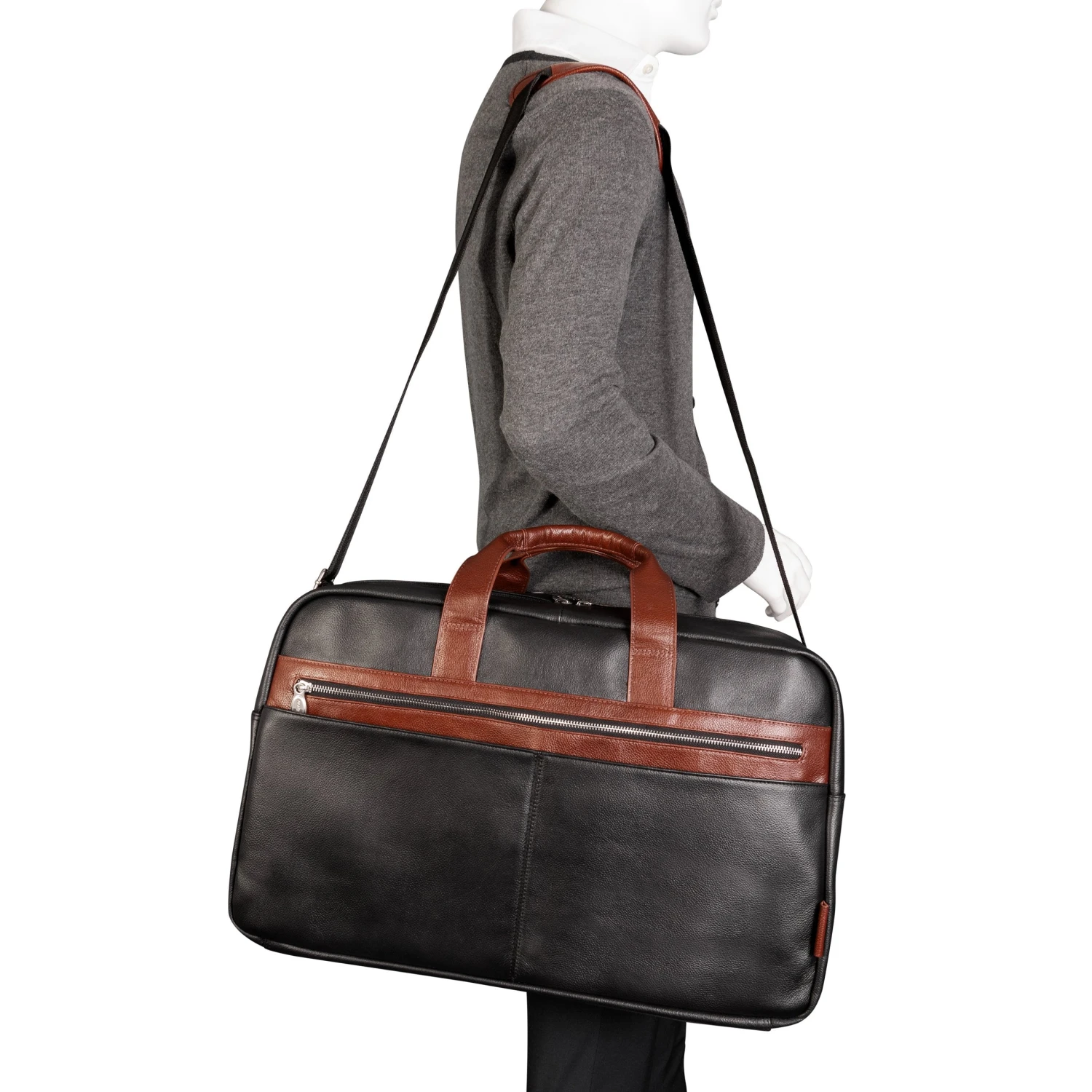 Wellington 21" Leather Two-Tone Dual-Compartment Laptop & Tablet Carry-All Duffel 16 Wellington 21" Leather Two-Tone Dual-Compartment Laptop & Tablet Carry-All Duffel - Image 16