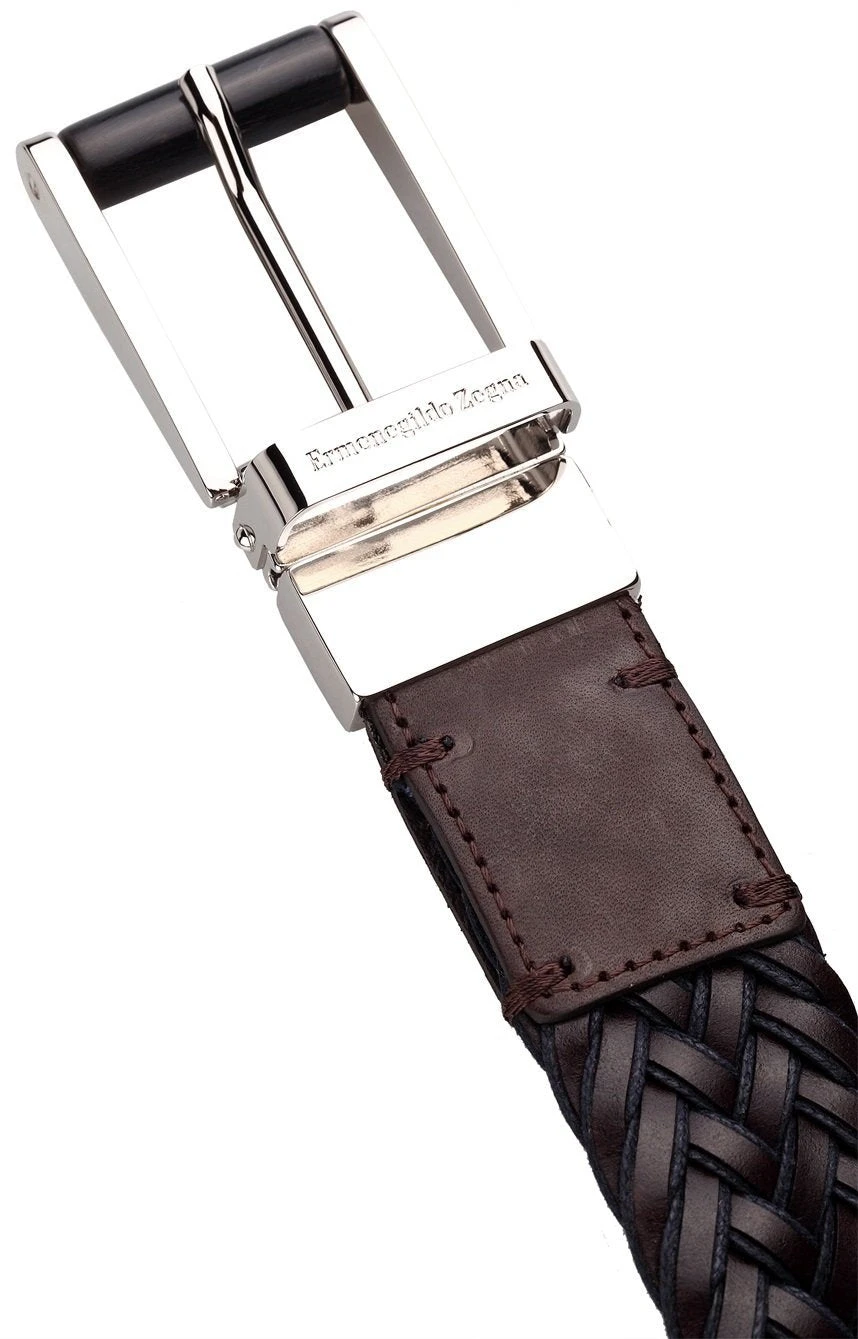 ERMENEGILDO ZEGNA Men's Braided Leather And Cotton Weave Belt 11 ERMENEGILDO ZEGNA Men's Braided Leather And Cotton Weave Belt - Image 11