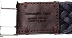 ERMENEGILDO ZEGNA Men's Braided Leather And Cotton Weave Belt
