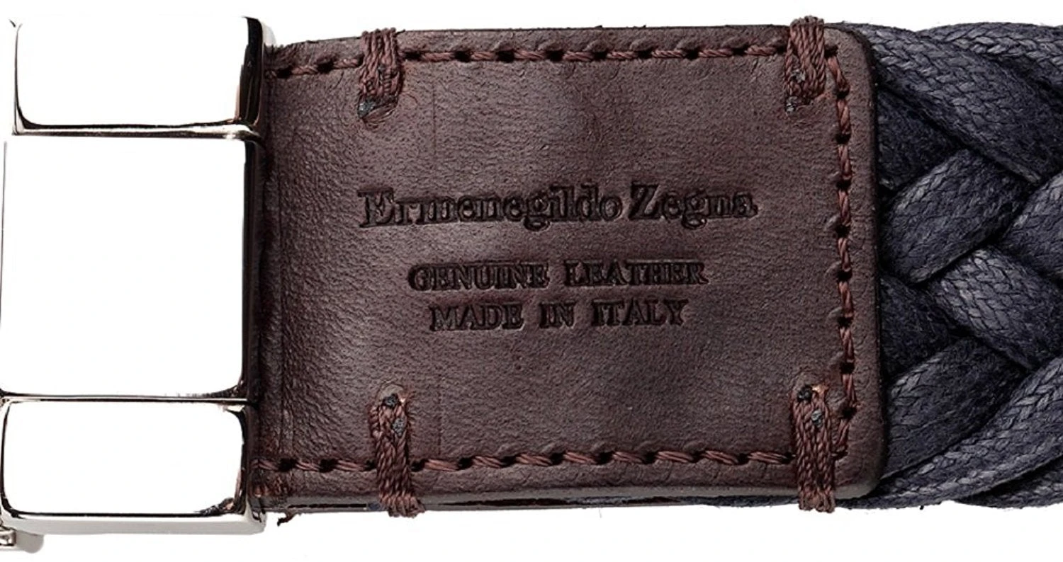 ERMENEGILDO ZEGNA Men's Braided Leather And Cotton Weave Belt 1 ERMENEGILDO ZEGNA Men's Braided Leather And Cotton Weave Belt