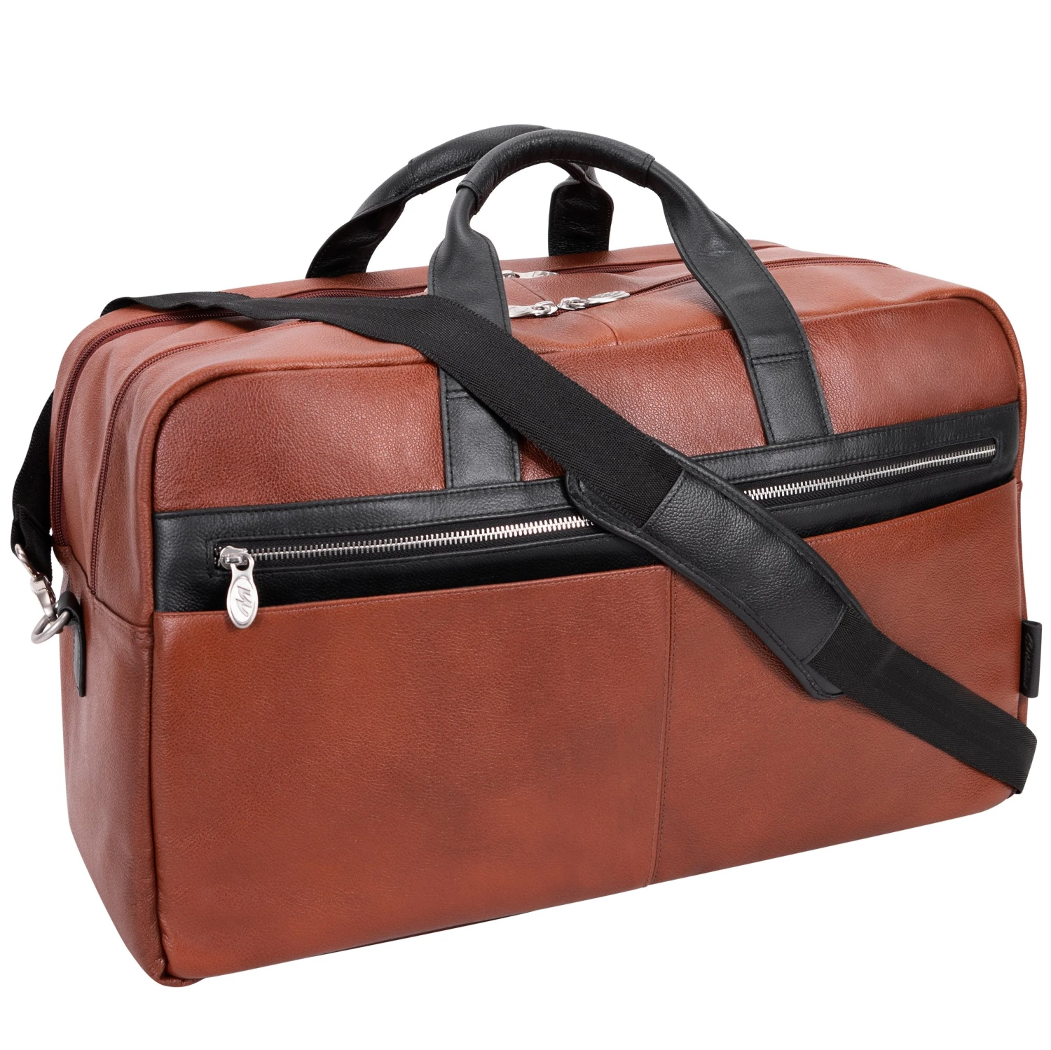 Wellington 21" Leather Two-Tone Dual-Compartment Laptop & Tablet Carry-All Duffel 4 Wellington 21" Leather Two-Tone Dual-Compartment Laptop & Tablet Carry-All Duffel - Image 4